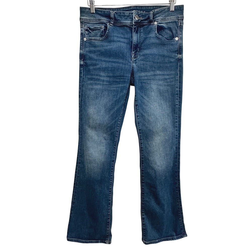 American Eagle Kick Boot Jeans Womens 12 Super Stretch Blue‎ Mid Rise Denim